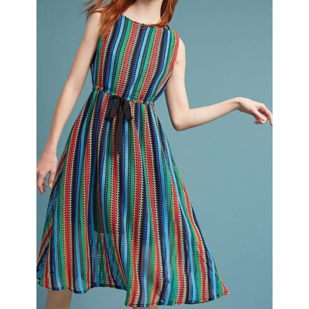Anthropologie Eva Franco Dress Multicolred Crochet